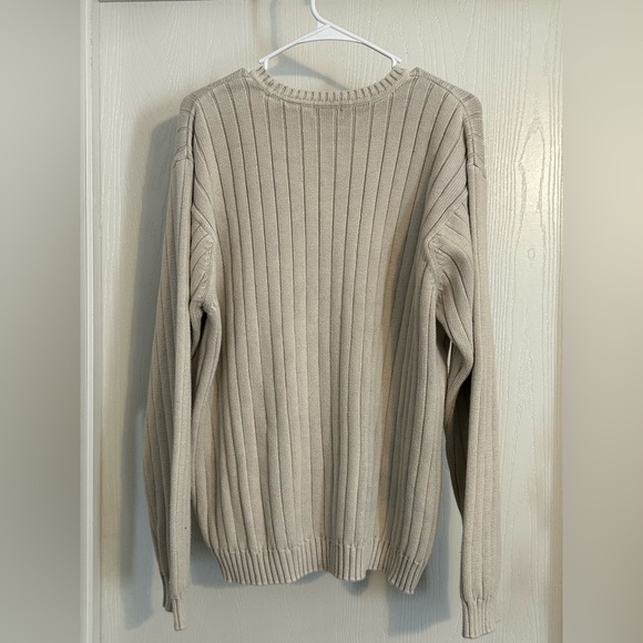 Izod | Men's Ribbed Crewneck Sweater - Light Tan | Size Large - Picture 6 of 7